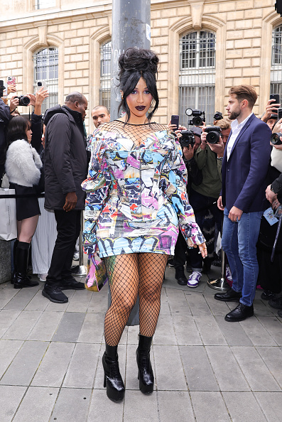 Cardi B Paris Fashion Week floral print