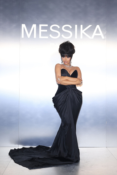 Cardi B Paris Fashion Week black off the shoulder gown