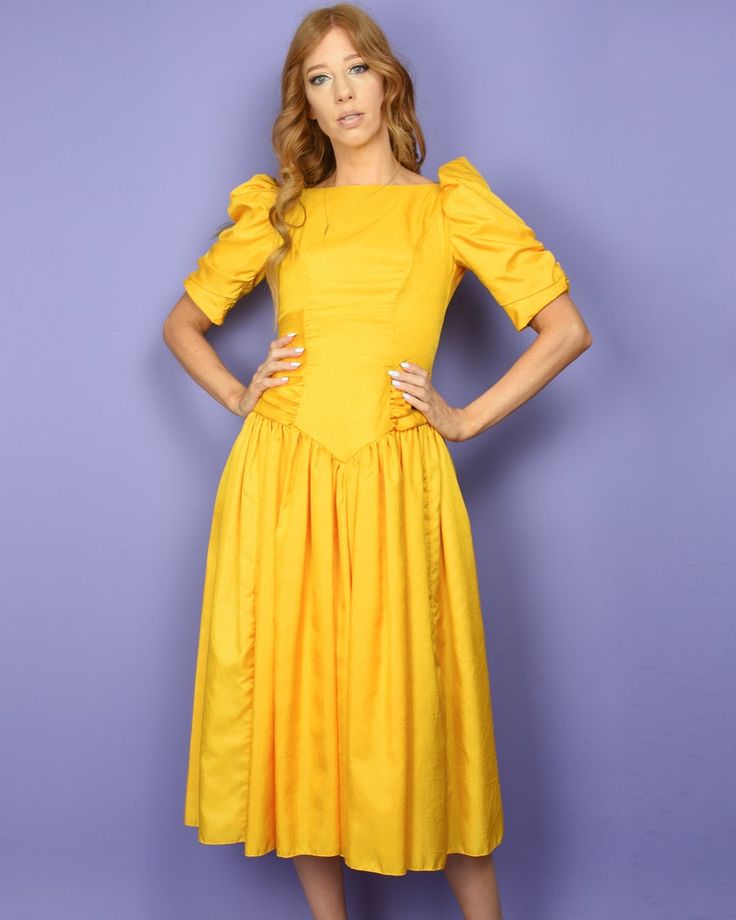 vintage glamour puff sleeves 1980's