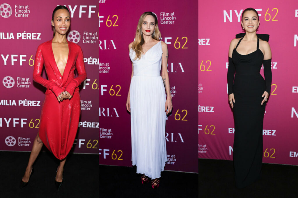 Selena Gomez, Zoe Saldana, and Angelina Jolie at the New York Film Festival,
