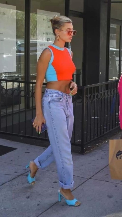 Hailey Bieber’s Easy swaps between day and night in denim on denim