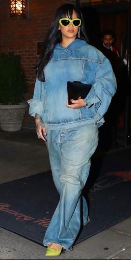 Rihanna Takes On The 70s Inspired Denim On Denim Once Again