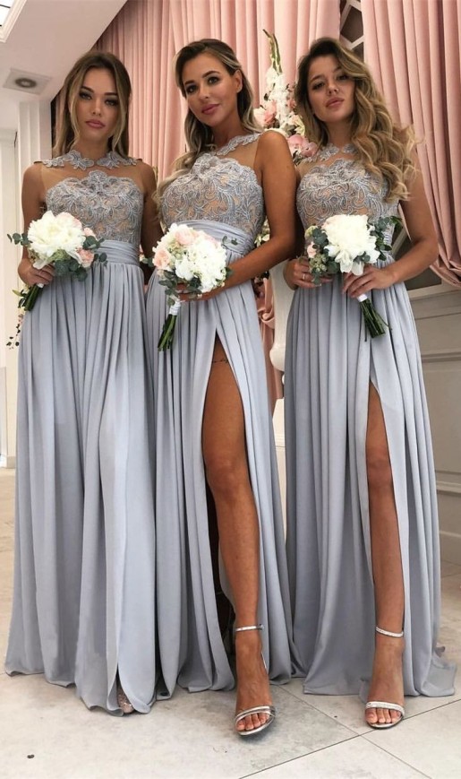 trending bridesmaid dress colors slate grey