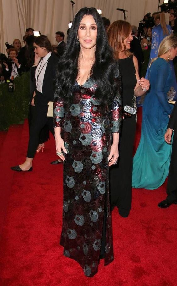 Cher’s red carpet style sequin dress