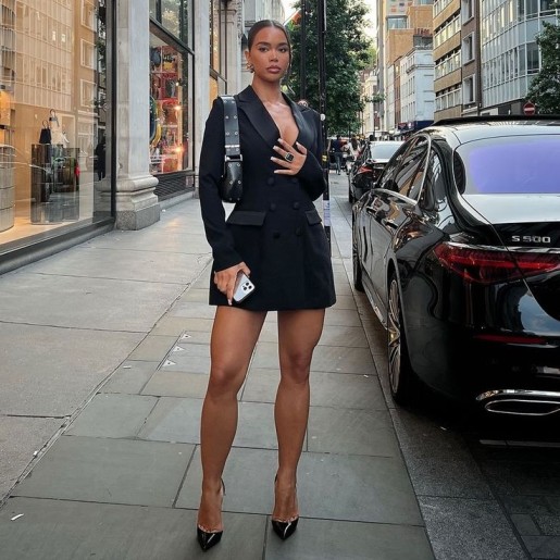 Large Knees  Oversized Blazer with Heels for Petite-Body Women