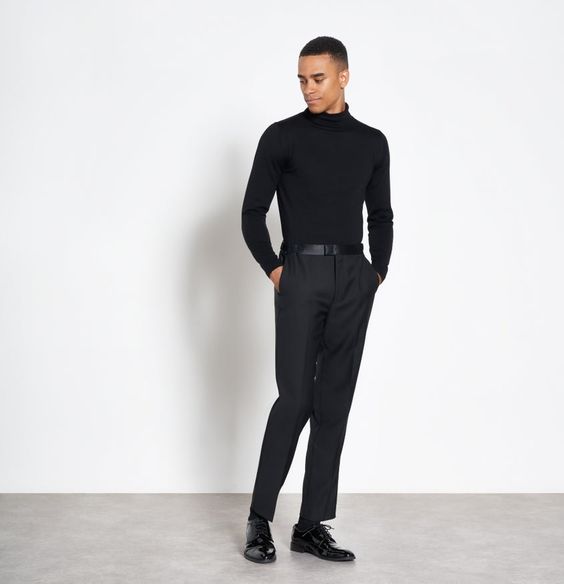 Matrix monochrome aesthetic black turtleneck 