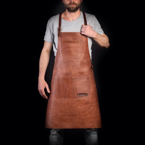 NY American Jacket leather apron grey shirt leather apron man 