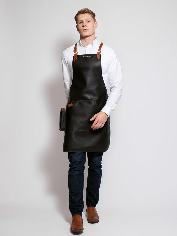 NY American Jacket leather apron white shirt leather apron