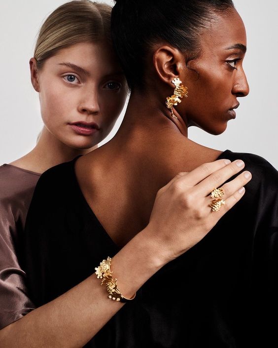 brass jewelry matching rings and earings