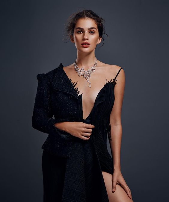 diamond jewelry fashion shoot mixed dress