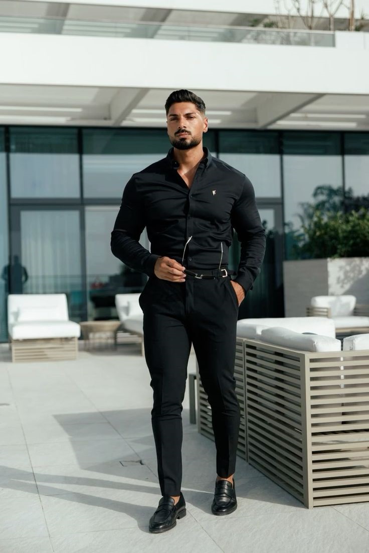 Matrix-inspired monochrome suits minimalist shirts