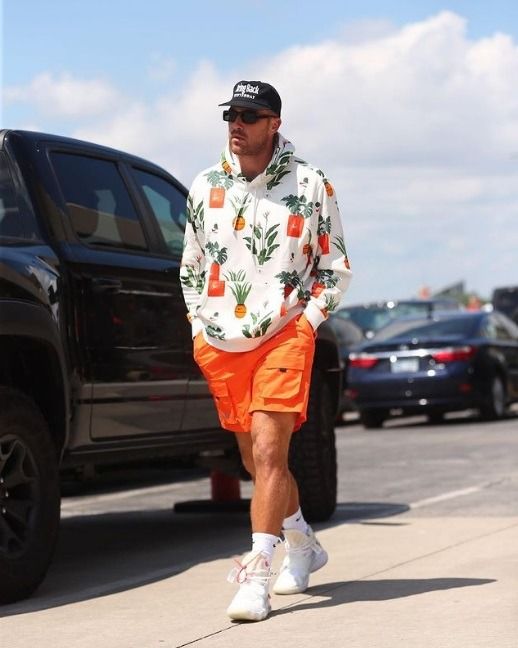 Travis Kelce's Style white T shirt