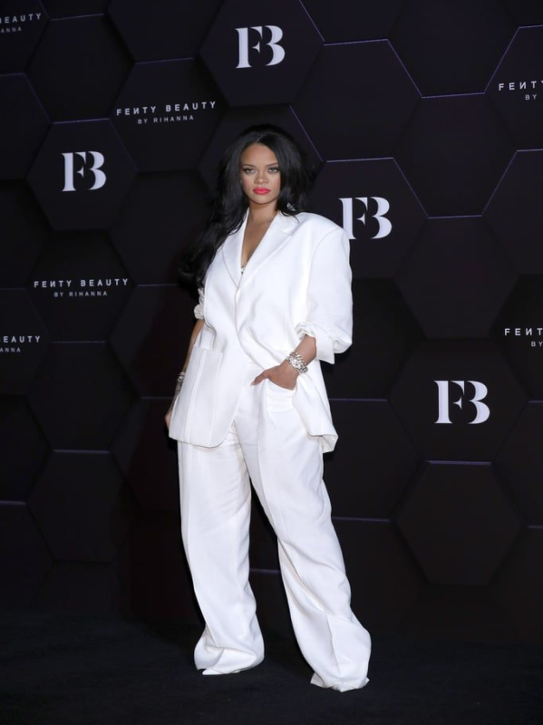 Wear Fun denim for white Rihanna power suit looks