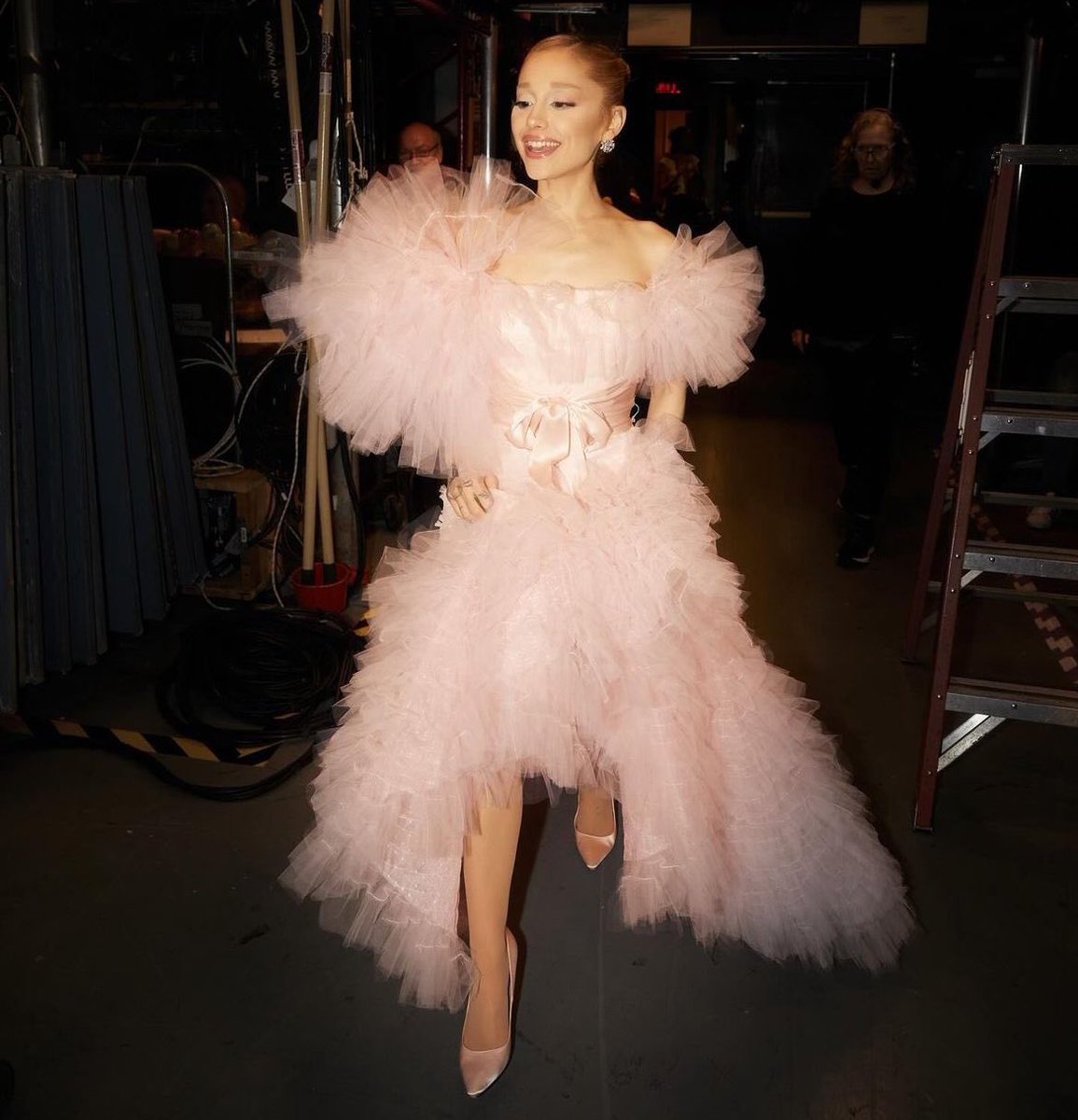 Ariana Grande on Saturday Night Live pink gown