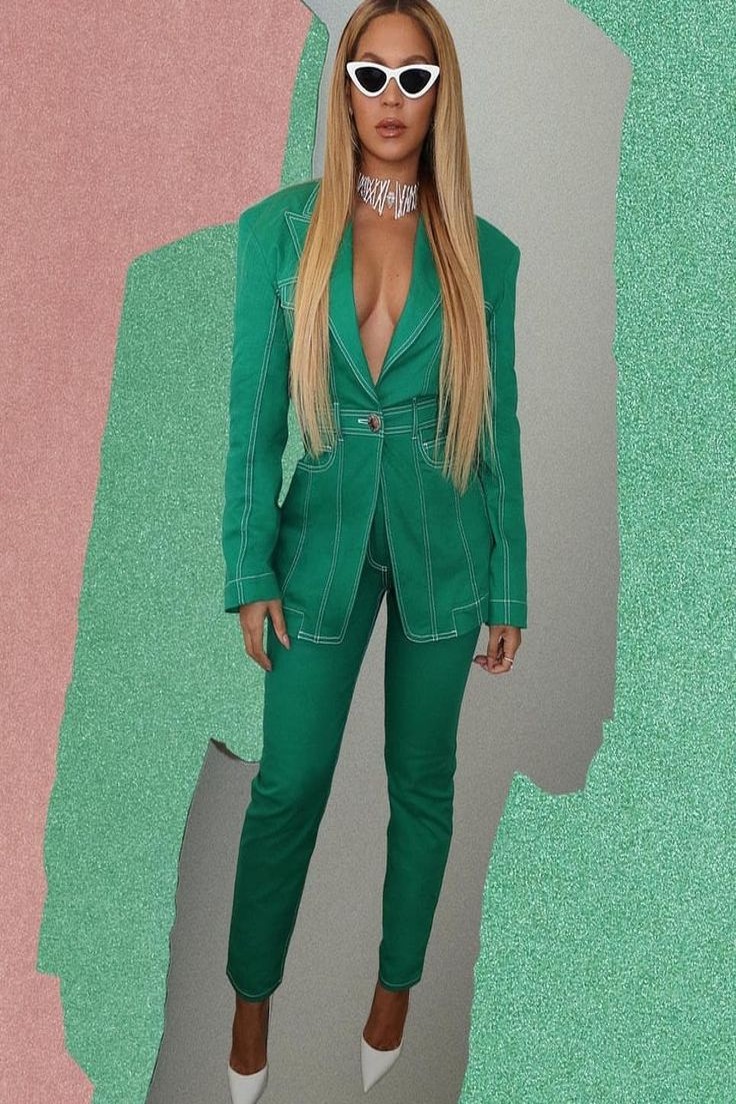 Beyonce's Power Suit green