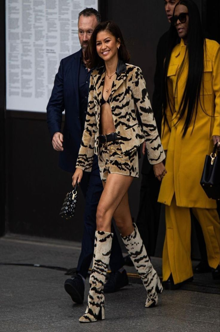 Playful Patterns: Fun and Funky Zendaya Cropped Blazer