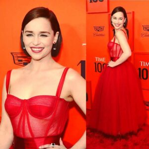 Emilia Clarke dress: dazzling in red 
