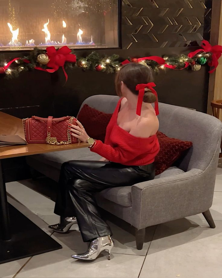 Christmas Eve Outfits to Wear black leather pants