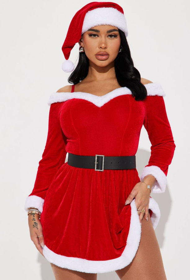 Classic Holiday Glam Red Velvet Santa Looks
