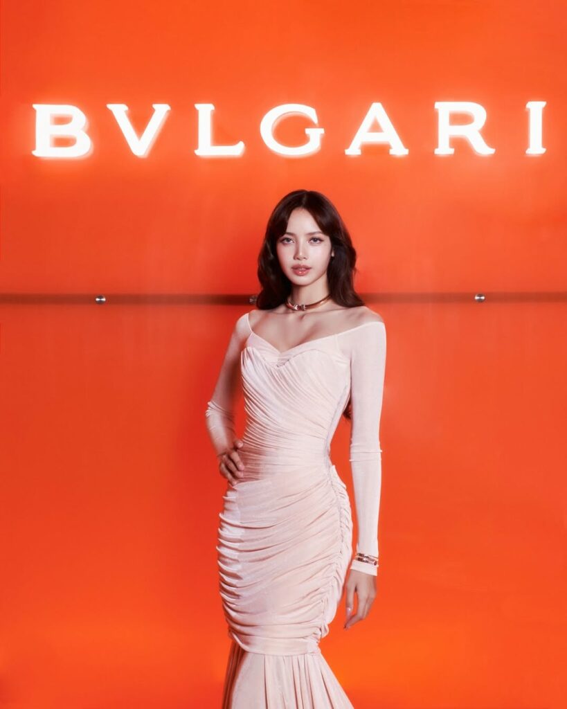 Blackpink Lisa at the Bvlgari Tubogas event white dress