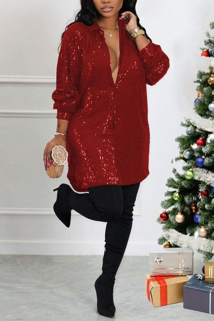 Long Shirt Sexy Christmas Party Dresses Styles for Women