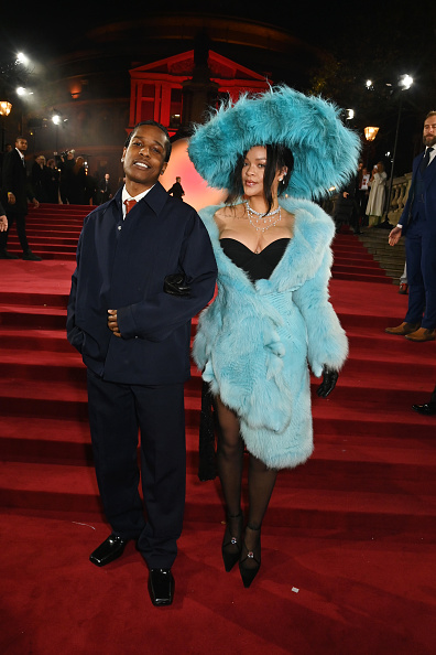 Rihanna and A$AP Rocky are photographed arriving for The Fashion Awards 2024