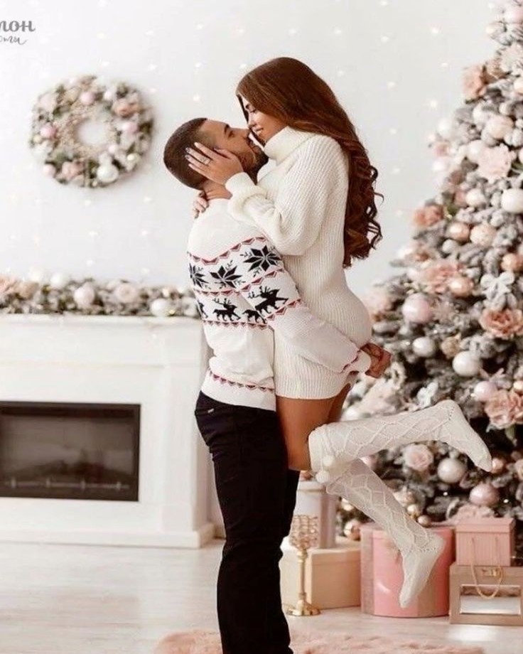 Perfect Matching Christmas Outfits for Couple sweater dress