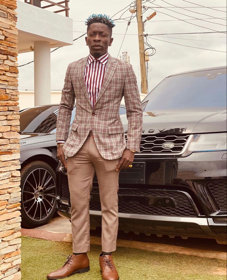 Shatta Wale checked blazer
