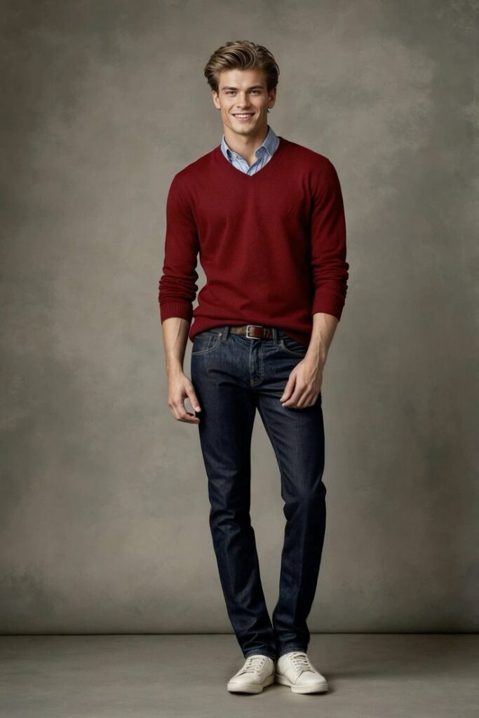 V-necks burgundy