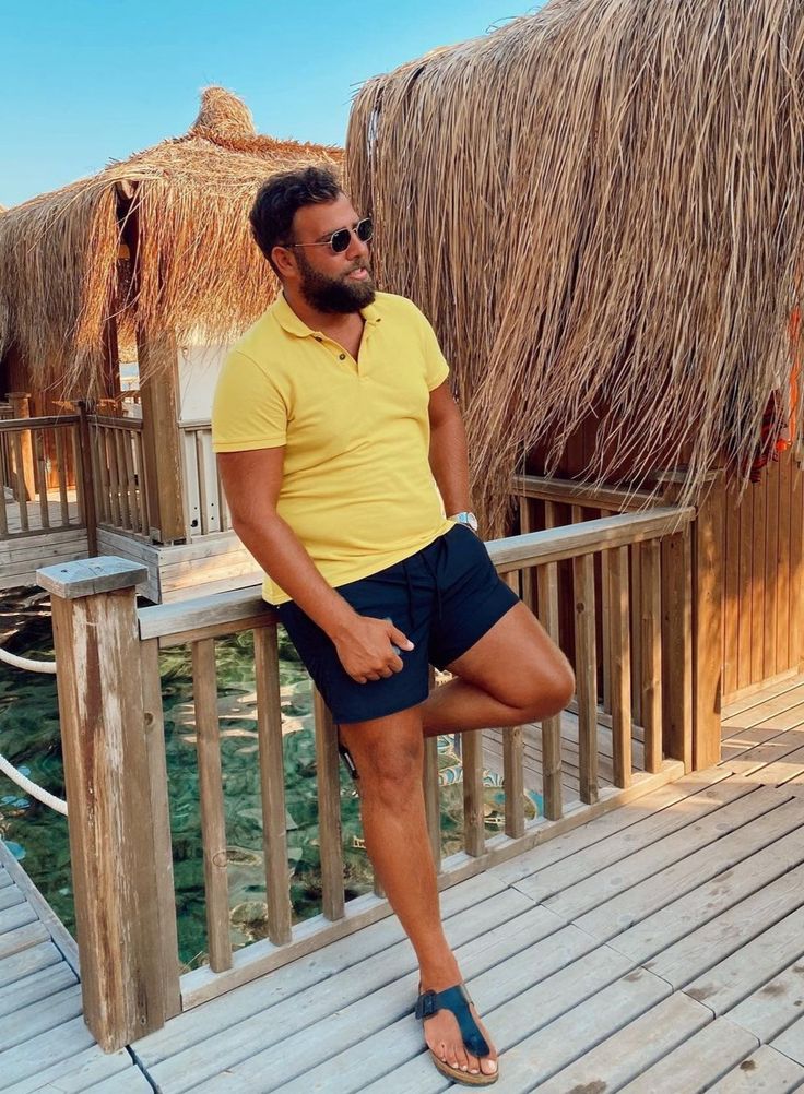 formal work shorts blue and yellow