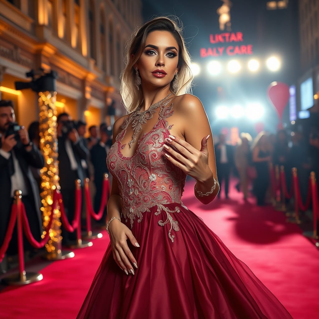 Pink nail polish on the red carpet 