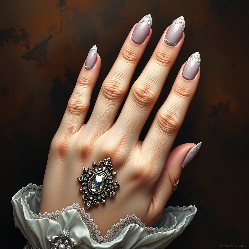 Putple lace nail design 