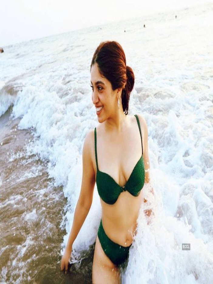 Bhumi Pednekar Bikinis You Can't-Miss green bikini on the beach