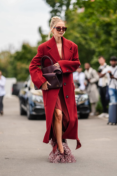 Leonie Hanne in Ferragamo at Milan Fashion Week street scene
