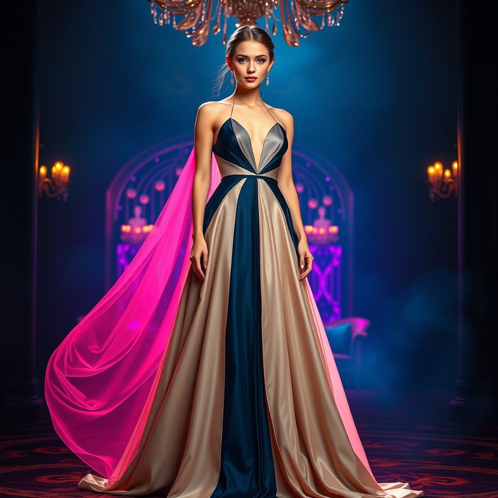 Color-blocking dresses blue gray light pink and hot pink