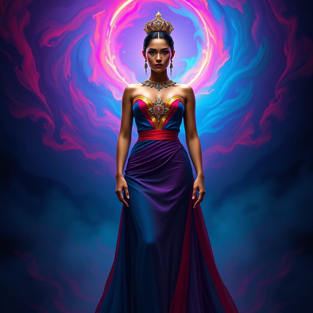 Color-blocking dresses purple blue and red