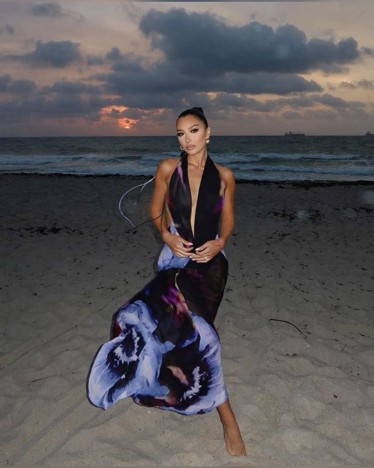 Dark Purple Floral dresses