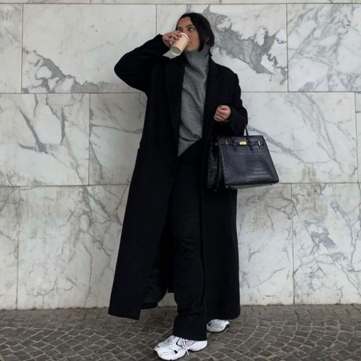 trending winter jackets for 2024 black maxi overcoat