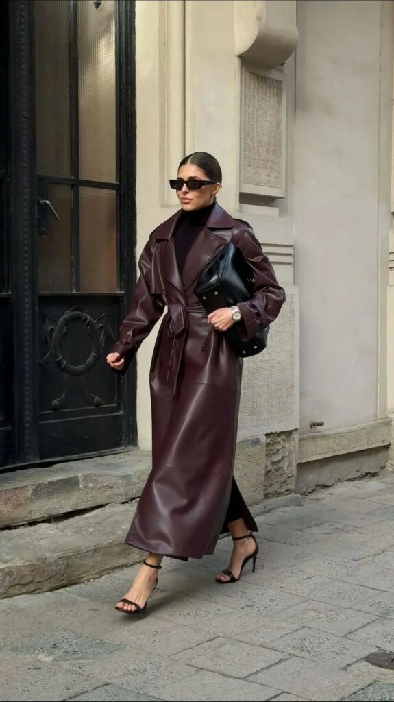 belted leather trench  trending winter jackets for 2024