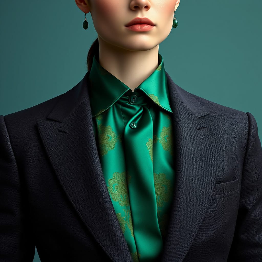 Office Fashion Tips for Professionals green blouse black blazer