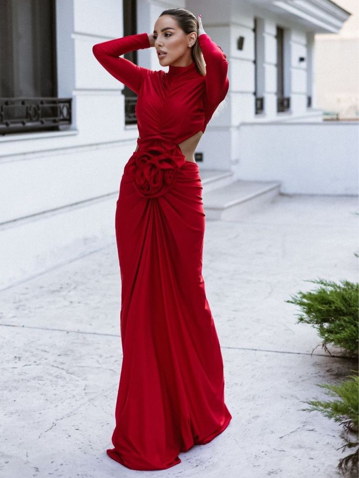 Sexy  Red Long Sleeve Dresses Trending 2025 3