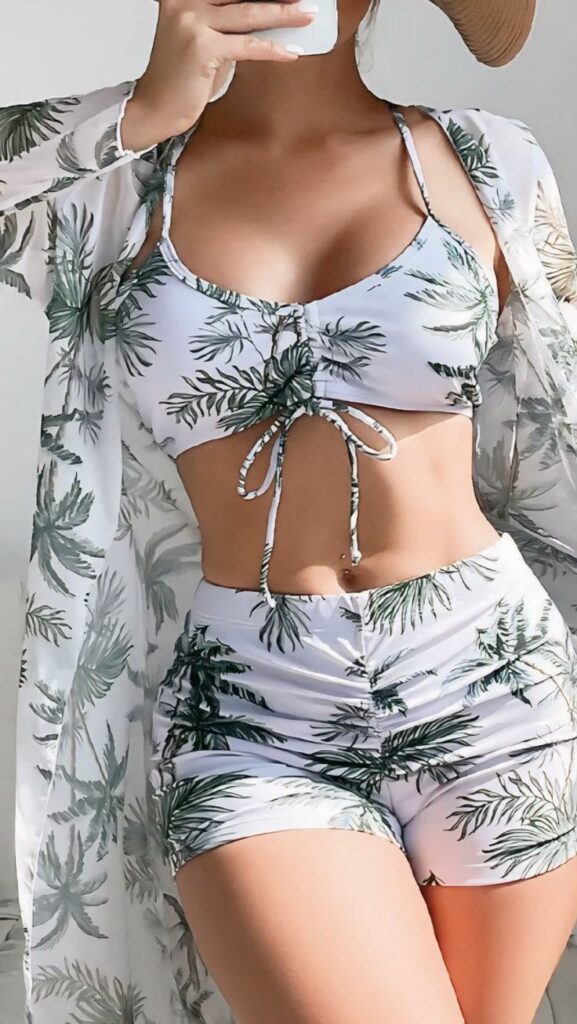 Tropical Print Two-Piece Sets green 