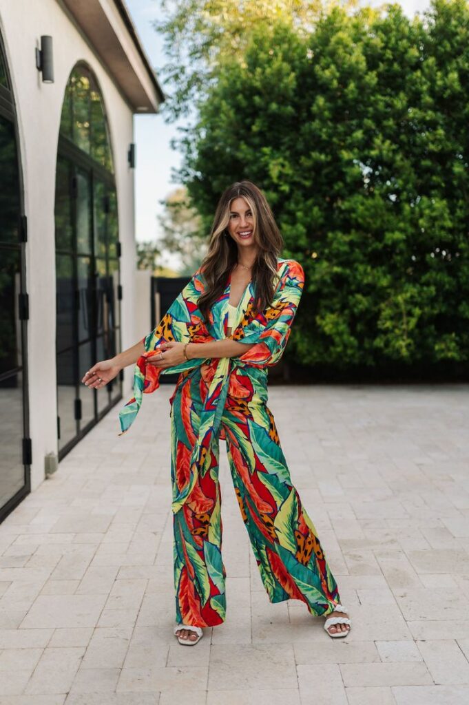 Tropical Print Two-Piece Sets  outdoors