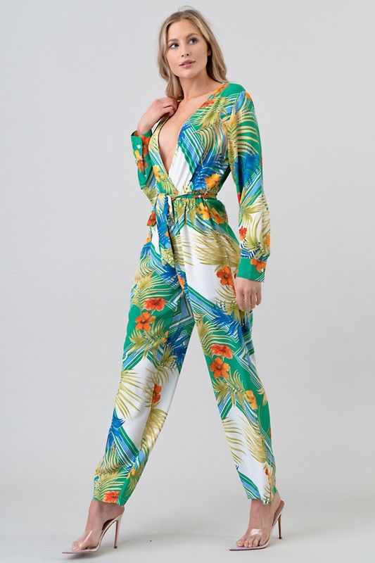 Tropical Print Two-Piece Sets green
