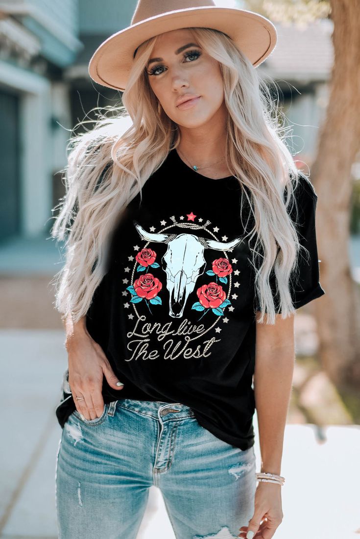Graphic t-shirts for women long live the west