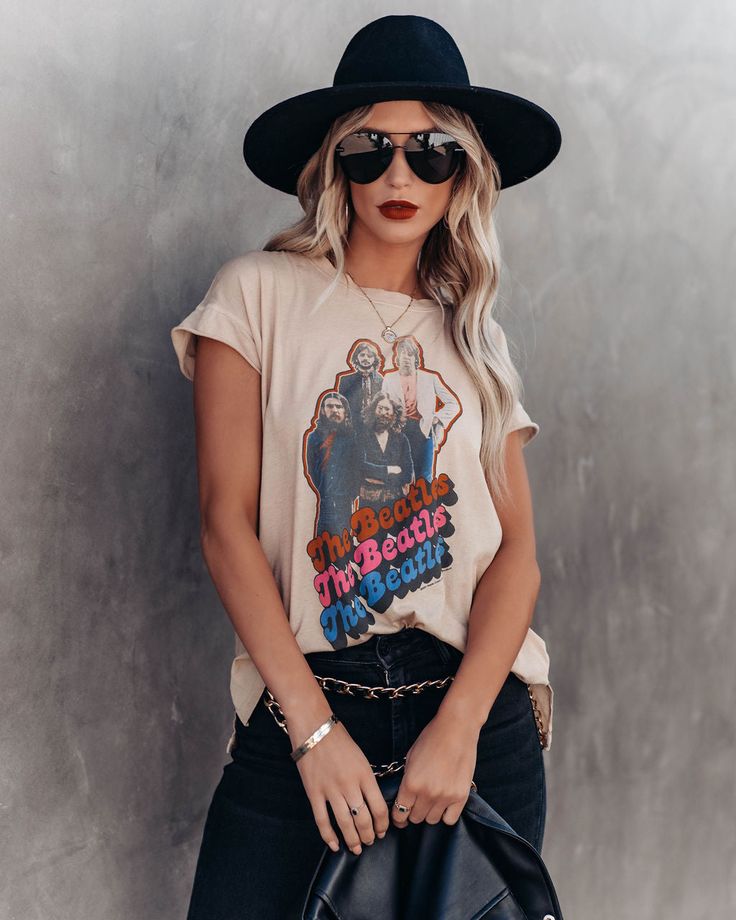 Graphic t-shirts with black hat