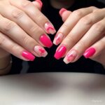 Nail care dark pink nails