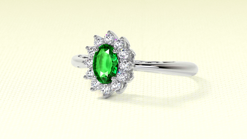 tsavorite stone with diamond encircling