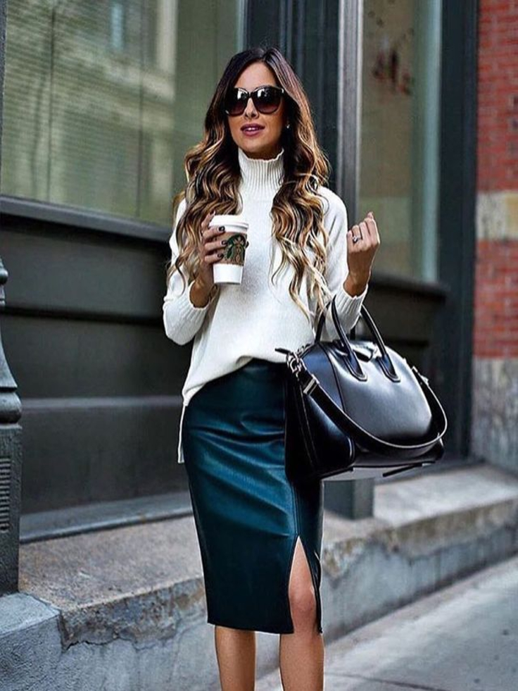 Wearing Leather Pencil Skirts