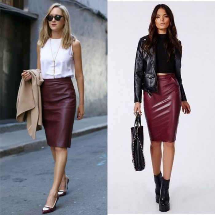 Bold Colors: The leather pencil skirts are a powerful message!